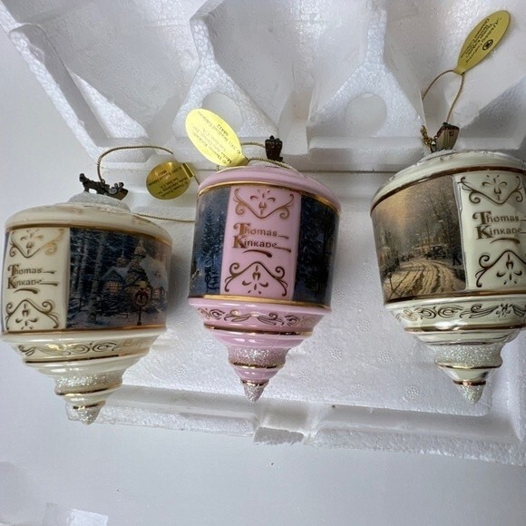 Vintage Thomas kinkade bradford editions heirloom glass ornaments 3 *read descri - Picture 5 of 10